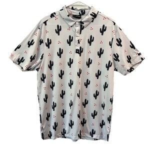 Bad Birdie‎ Polo Shirt Men Large Gray Performance Cactus Desert Golf Sports